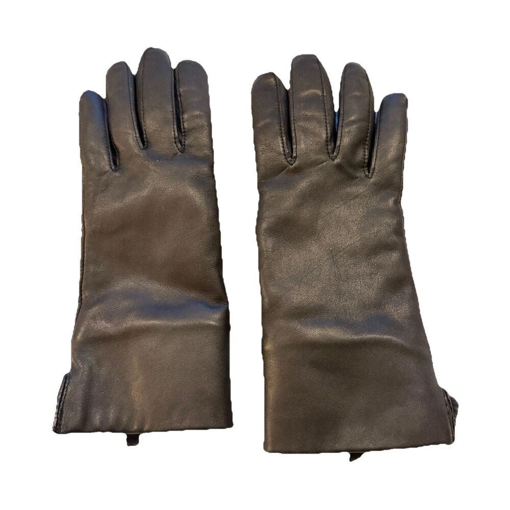Women’s Luxury Black Leather Gloves Real Fur Lined Winter Classic Driving Rabbit